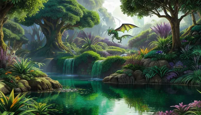 Green and Purple Dragon: Mythical Garden Inspiration